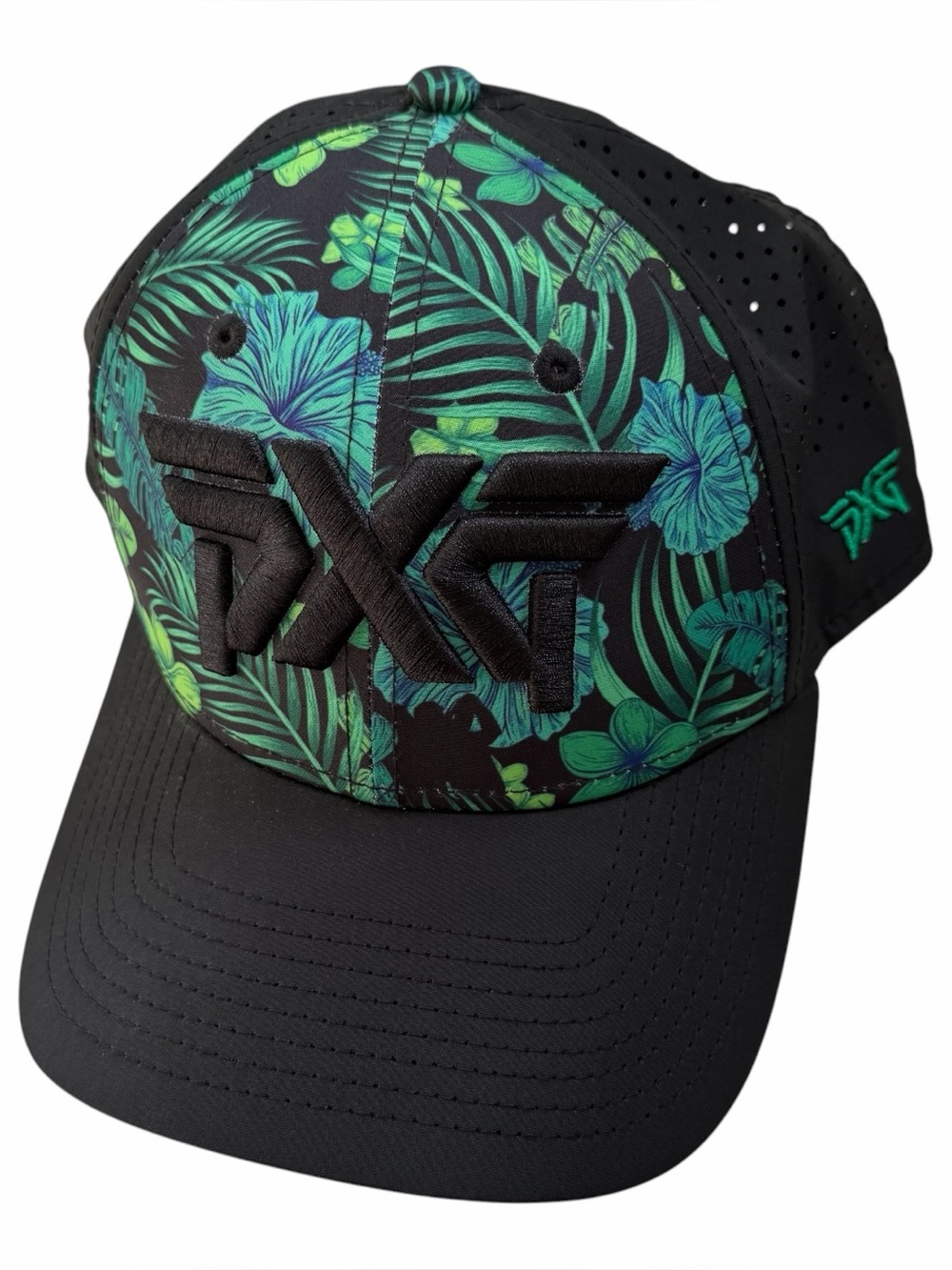 PXG by New Era Aloha 23 9Forty Golf Cap Hat Black Green Floral Adjustable Island